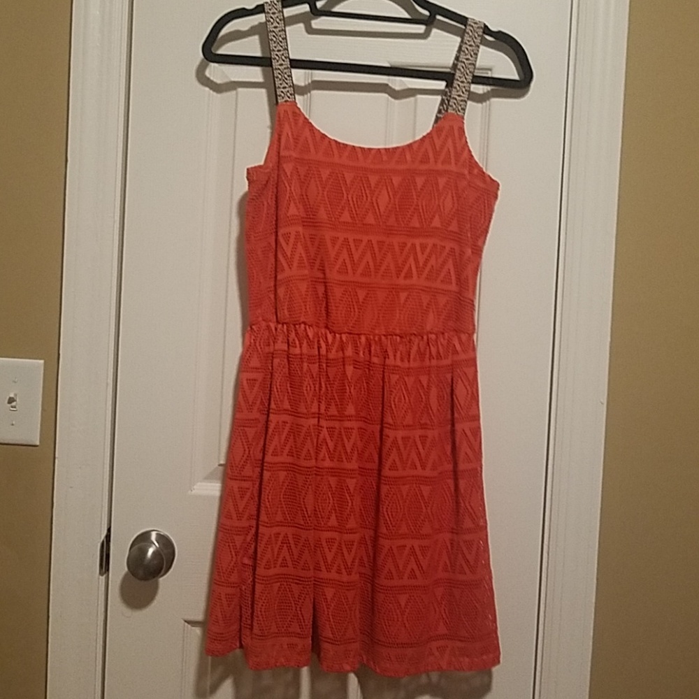 Three Pink Hearts M Orange Dress